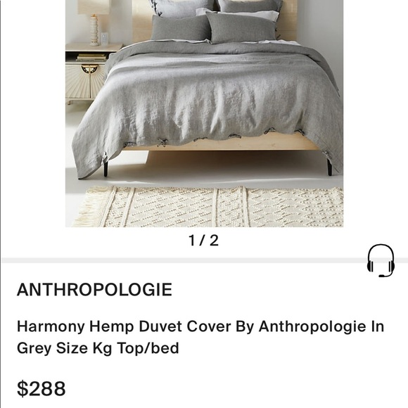 New Anthropologie Harmony Hemp Duvet Cover Gray Queen - Picture 7 of 16